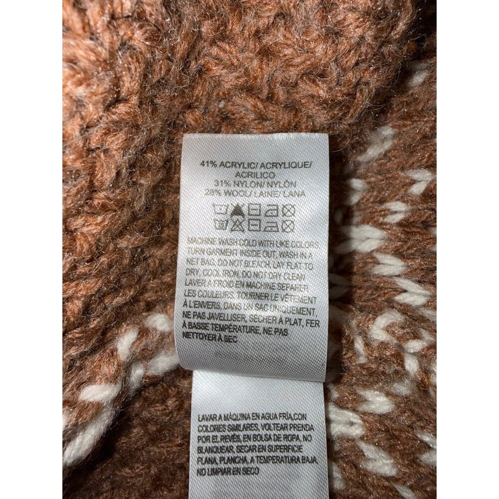 Lucky Brand Cardigan Sweater Womens M Fair Isle Boho Southwestern Brown Coatigan - Picture 7 of 7